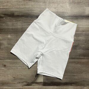 Offline by Aerie Athletic High Rise Goals Bike Shorts White Multi NWT Size L